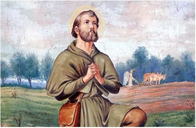 Imagen pictórica de San Isidro Labrador, patrón de Madrid. Celebra sus fiestas en mayo de 2026.