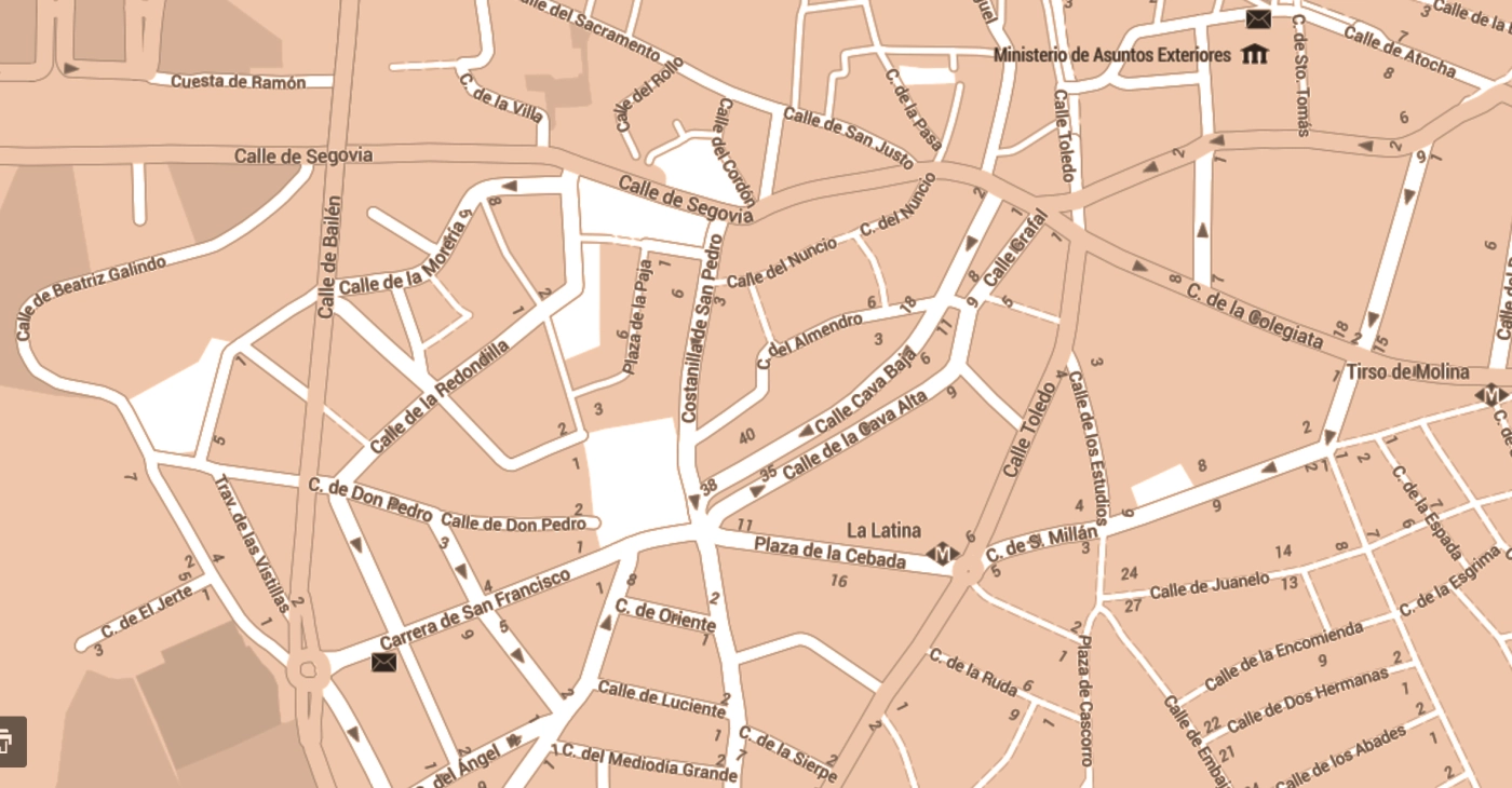 Dónde está el famoso barrio de la Latina en Madrid: mapa.